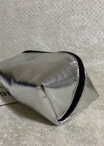 Gri Kadın Makyaj Çantası Fermuarlı - Görsel 4