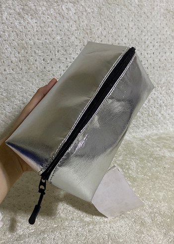 Gri Kadın Makyaj Çantası Fermuarlı - Görsel 2