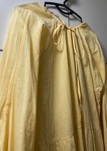 Bej Uzun Kollu Bohem Keten Elbise - Görsel 5