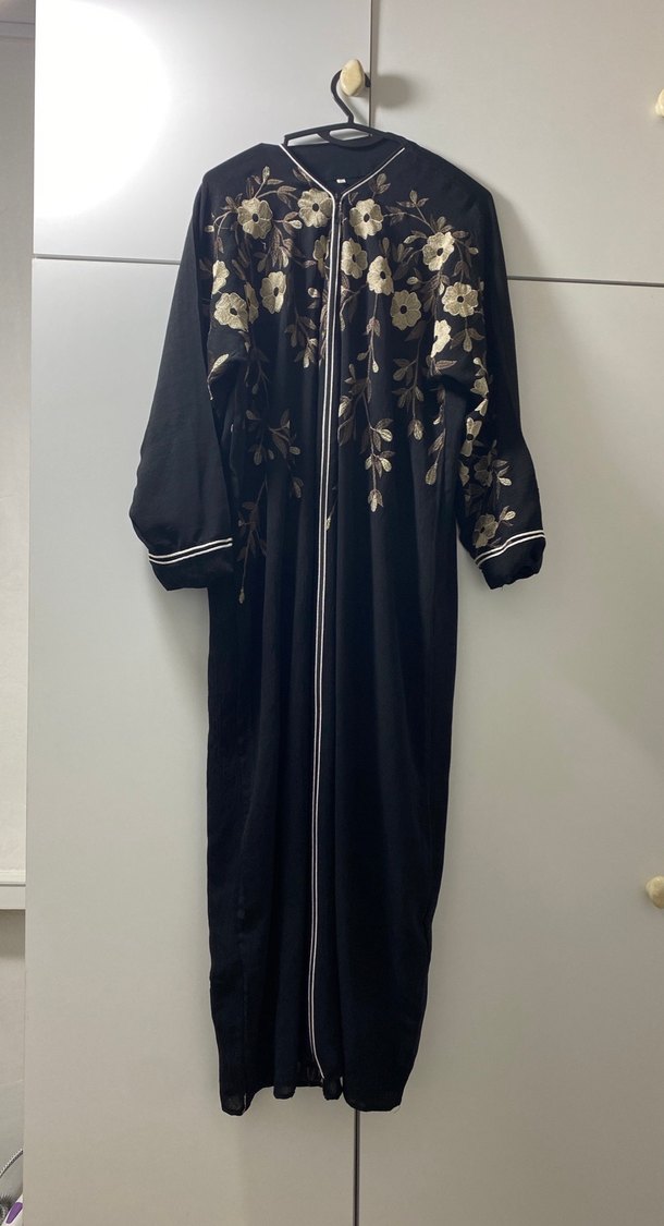 Nakışlı Siyah Uzun Kadın Elbise - Görsel 3