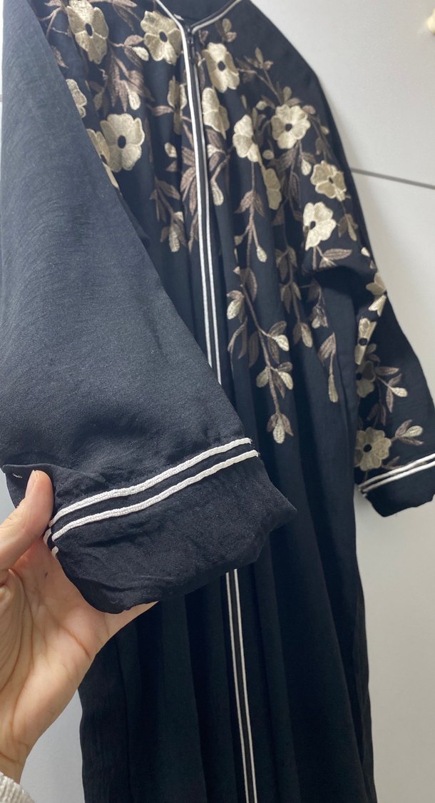 Nakışlı Siyah Uzun Kadın Elbise - Görsel 4