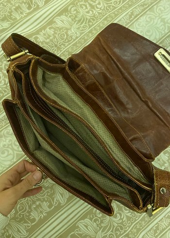 Kahverengi Deri Tokalı Vintage Kadın Çantası - Görsel 6