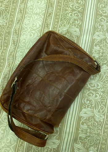 Kahverengi Deri Tokalı Vintage Kadın Çantası - Görsel 7