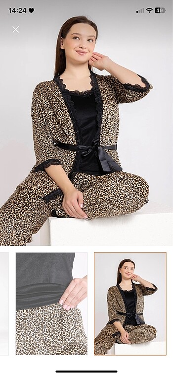 Leopar kadife pijama
