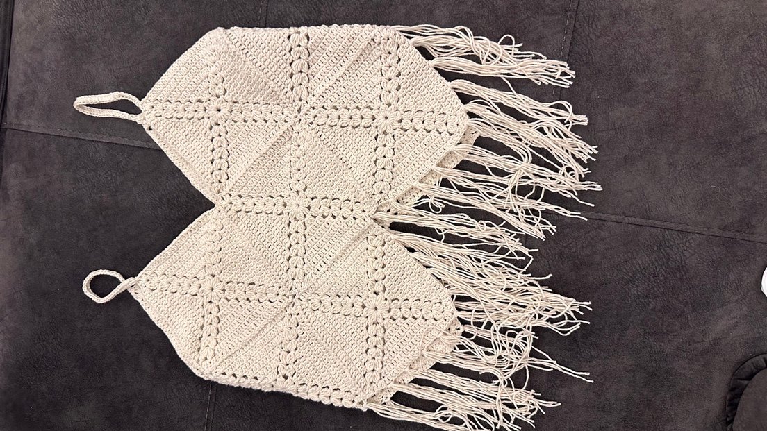 Bej Örgü Bohem Kadın Fular - Görsel 2