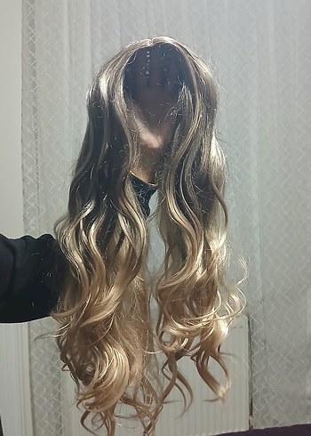 Bej Parlak Bohem Dalgalı Sentetik Peruk - Görsel 4