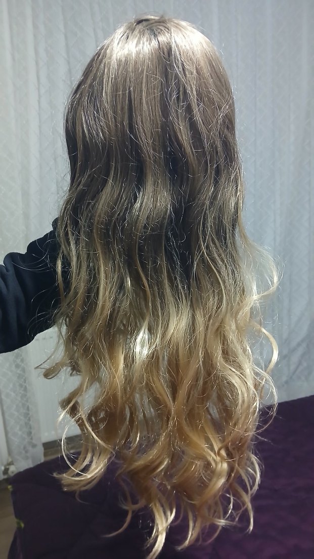 Bej Parlak Bohem Dalgalı Sentetik Peruk - Görsel 2