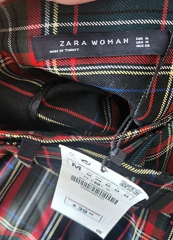 m Beden çeşitli Renk Etiketli Zara Ekoseli Midi Etek