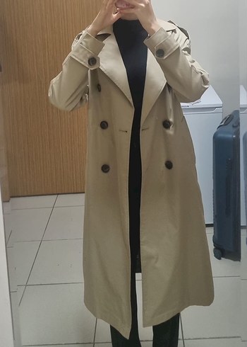 Bej Kadın Uzun Trençkot - Görsel 3