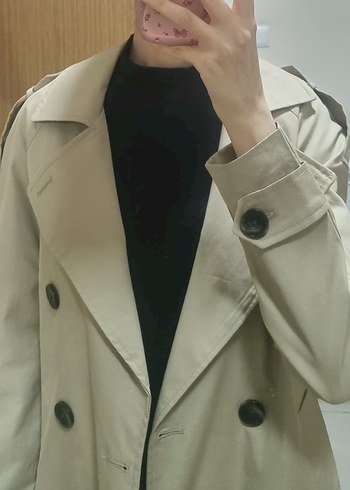 Bej Kadın Uzun Trençkot - Görsel 5