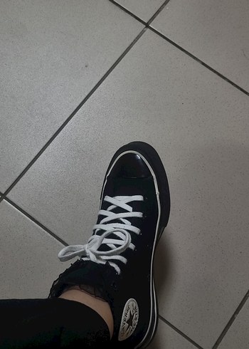 converse chuck taylor all star fırfırlı siyah sneaker - Görsel 10