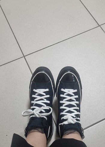 converse chuck taylor all star fırfırlı siyah sneaker - Görsel 8