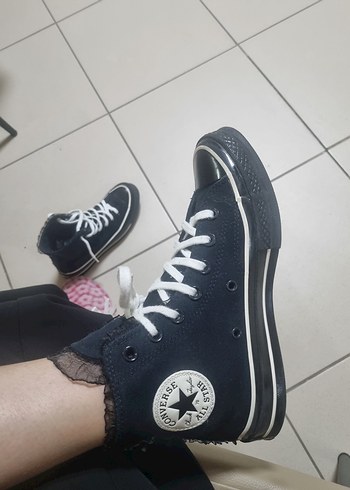 converse chuck taylor all star fırfırlı siyah sneaker - Görsel 9