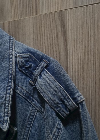 Düğmeli Geniş Kesim Mavi Denim Ceket - Görsel 9