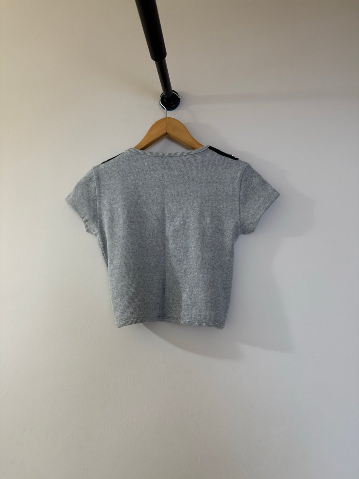 Kız Çocuk Gri Düğmeli Kısa Kollu Bolero - Görsel 2