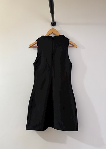 Siyah Yüksek Yakalı Mini Elbise - Görsel 2