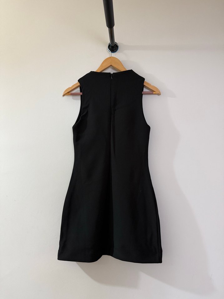 Siyah Yüksek Yakalı Mini Elbise - Görsel 2