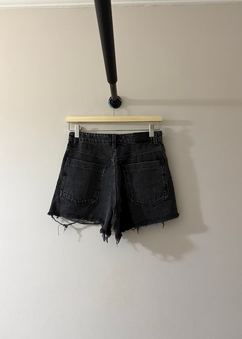 Siyah Mini Denim Şort Rahat Kesim - Görsel 2