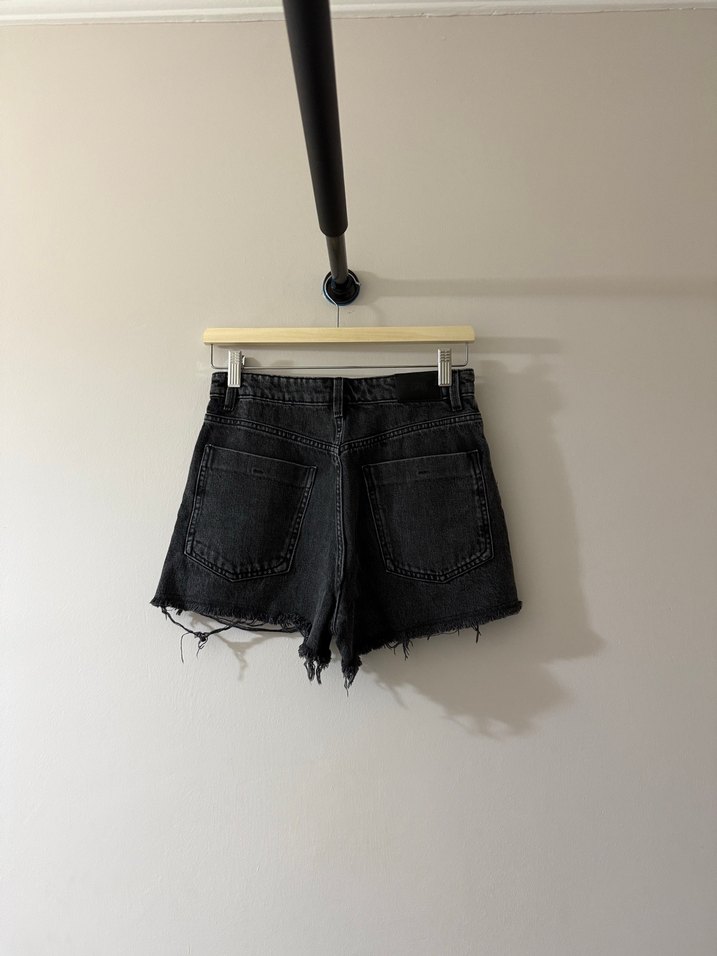 Siyah Mini Denim Şort Rahat Kesim - Görsel 2