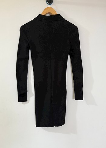 Siyah Düğmeli Uzun Kollu Triko Elbise - Görsel 2