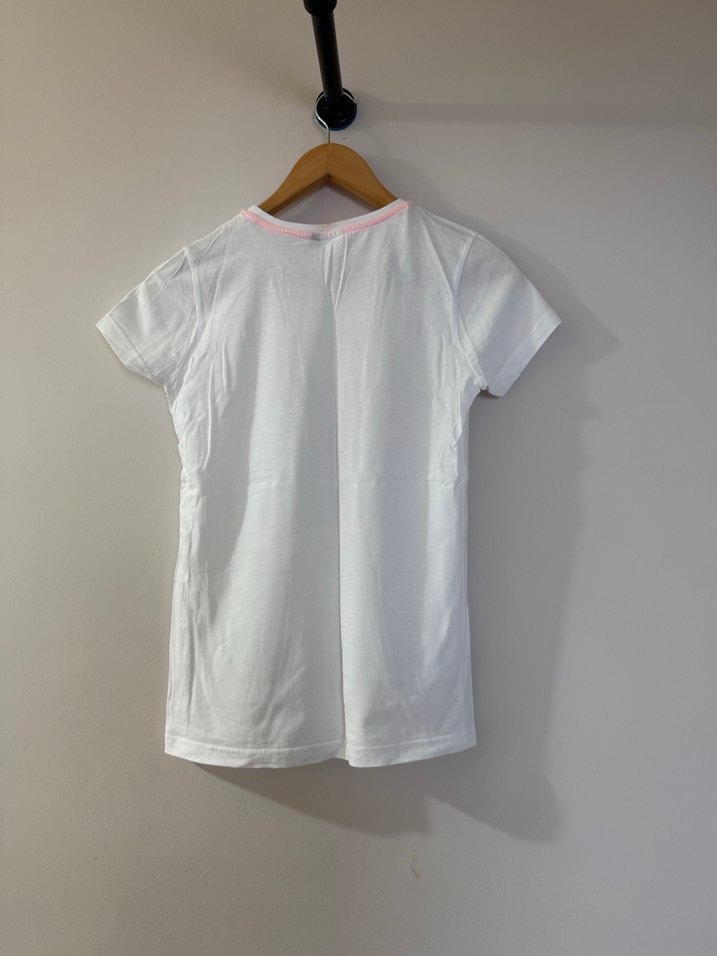 Kız Çocuk Beyaz Baskılı Kısa Kollu Tişört - Görsel 2