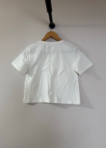 Beyaz Baskılı Kısa Kollu Kız Çocuk Tişört - Görsel 2