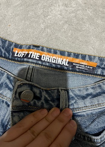 Düğmeli Gri Mavi Kadın Jean Pantolon loft markası - Görsel 3