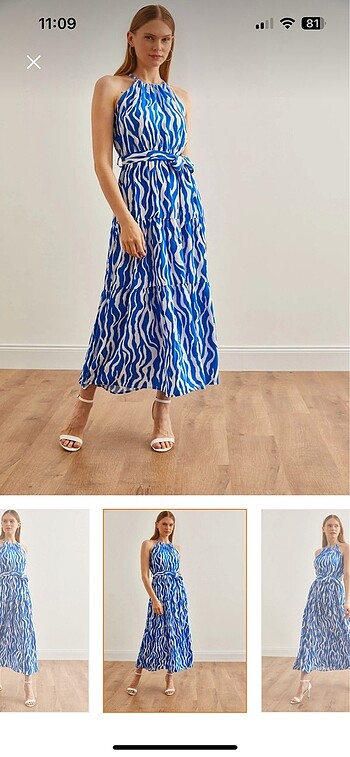Trendyol & Milla Mavi zebra midi elbise
