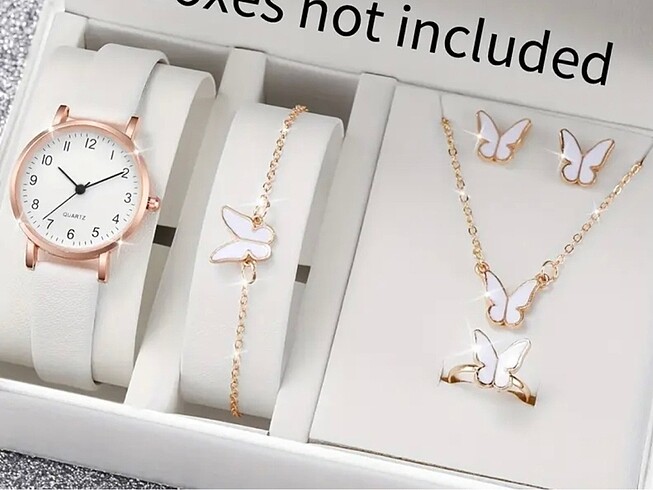 5 parça saat küpe bileklik kolye seti - Görsel 3