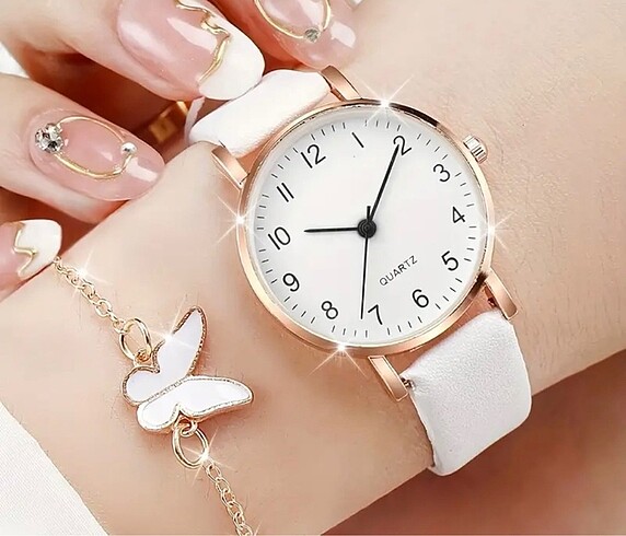 5 parça saat küpe bileklik kolye seti - Görsel 2