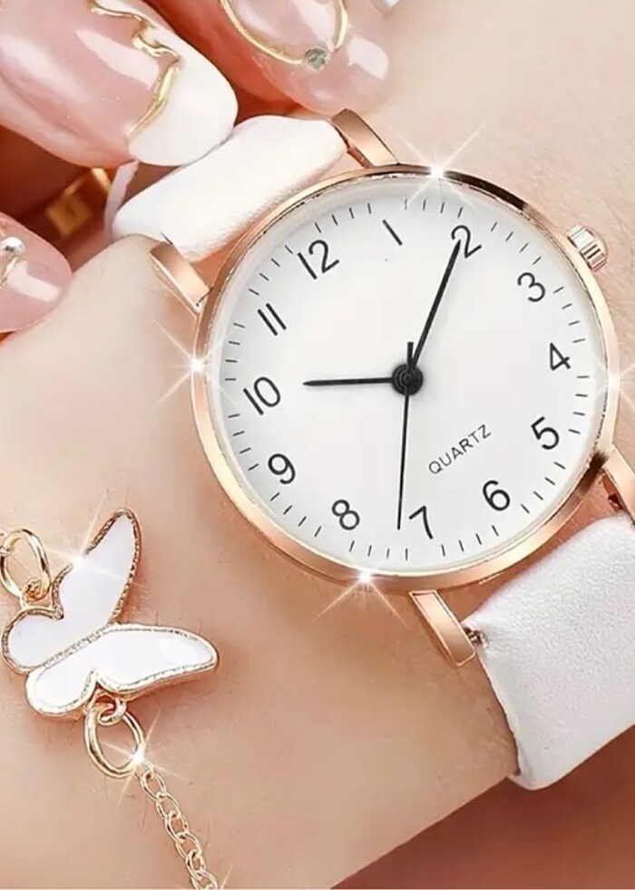 5 parça saat küpe bileklik kolye seti - Görsel 2