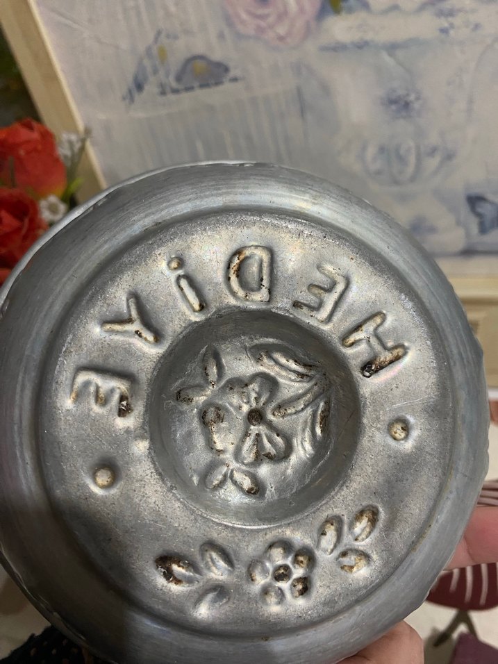 İşlemeli Gri Metal Kase - Görsel 3