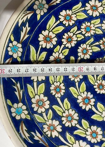 Çiçek Desenli El Yapımı Seramik Tabak - Görsel 5