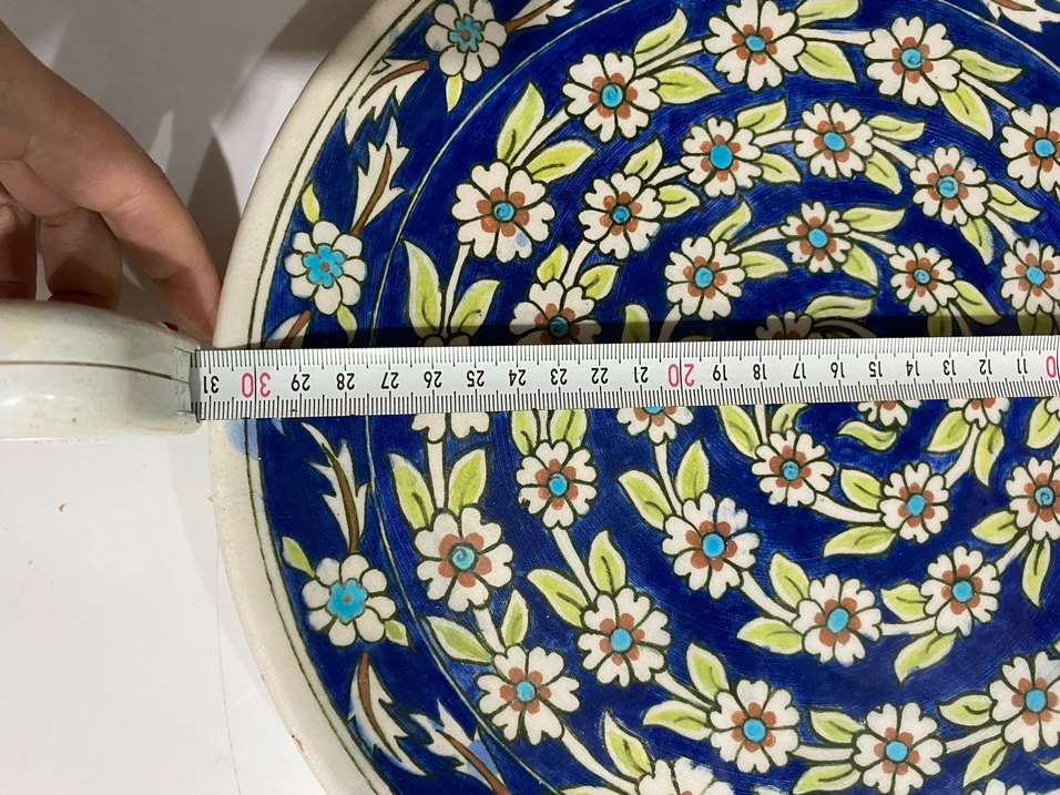 Çiçek Desenli El Yapımı Seramik Tabak - Görsel 5