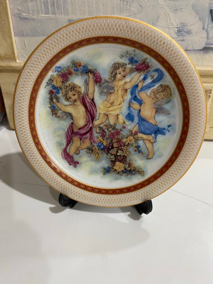 Çiçekli Melek Desenli Dekoratif Tabak - Görsel 2