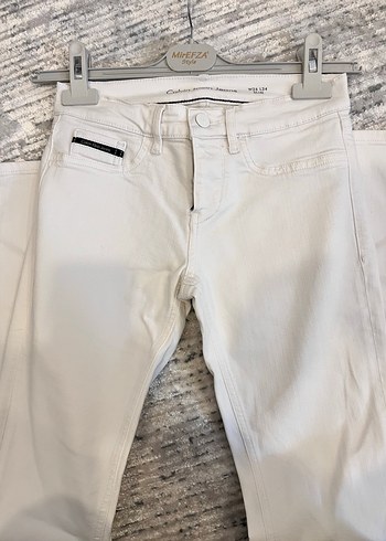 Calvin klein marka Beyaz Midi Kadın Kot Pantolon - Görsel 3