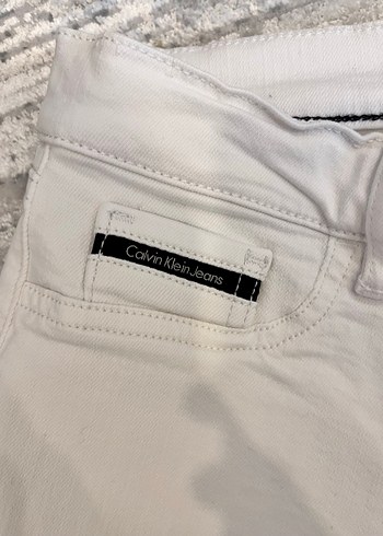 Calvin klein marka Beyaz Midi Kadın Kot Pantolon - Görsel 4