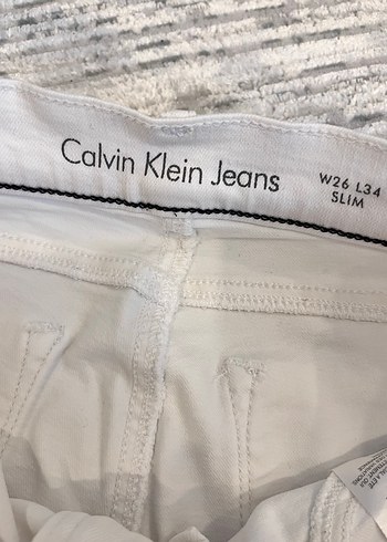 Calvin klein marka Beyaz Midi Kadın Kot Pantolon - Görsel 6