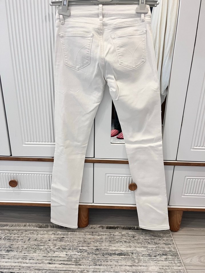 Calvin klein marka Beyaz Midi Kadın Kot Pantolon - Görsel 2