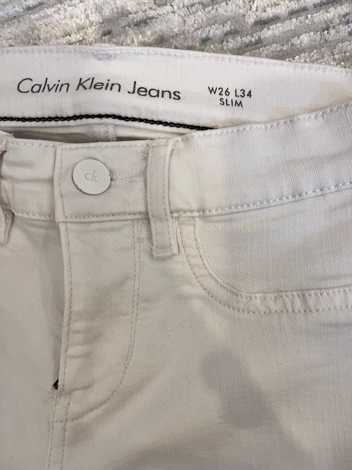 Calvin klein marka Beyaz Midi Kadın Kot Pantolon - Görsel 5