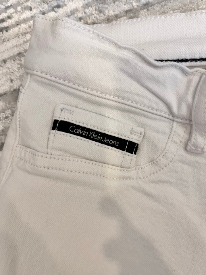 Calvin klein marka Beyaz Midi Kadın Kot Pantolon - Görsel 4