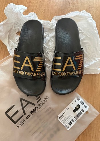 Emporio Armani Ea7 Emporio Armani Siyah Logo Terlik