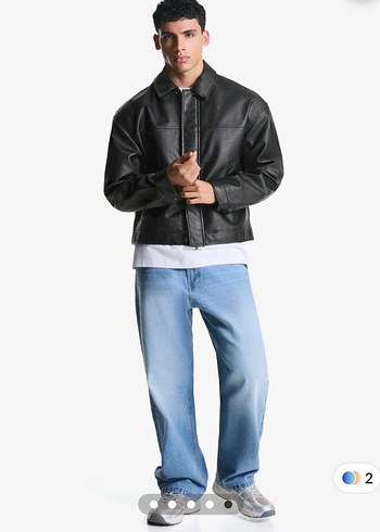 Bershka siyah suni deri ceket M Beden - Görsel 4