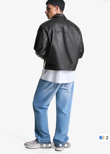 Bershka siyah suni deri ceket M Beden - Görsel 3