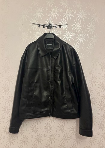Bershka siyah suni deri ceket M Beden - Görsel 5