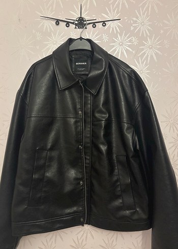 Bershka siyah suni deri ceket M Beden - Görsel 6