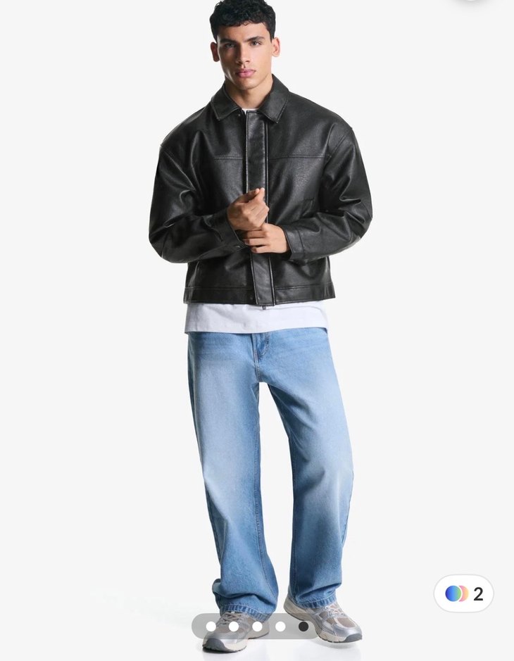 Bershka siyah suni deri ceket M Beden - Görsel 4