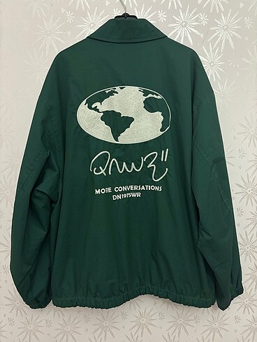 Zara L Beden Kontrast İşlemeli Yeşil Ceket - Görsel 5