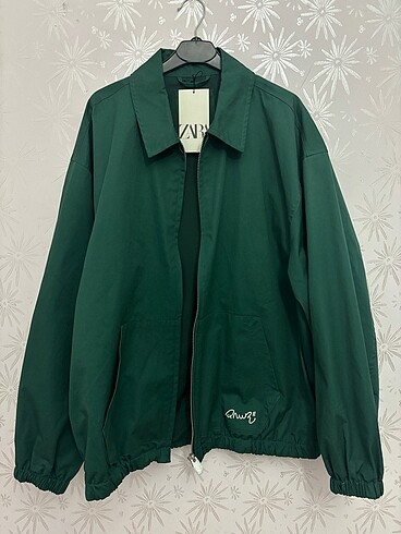 Zara L Beden Kontrast İşlemeli Yeşil Ceket - Görsel 4