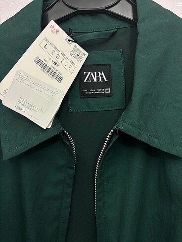 Zara L Beden Kontrast İşlemeli Yeşil Ceket - Görsel 6